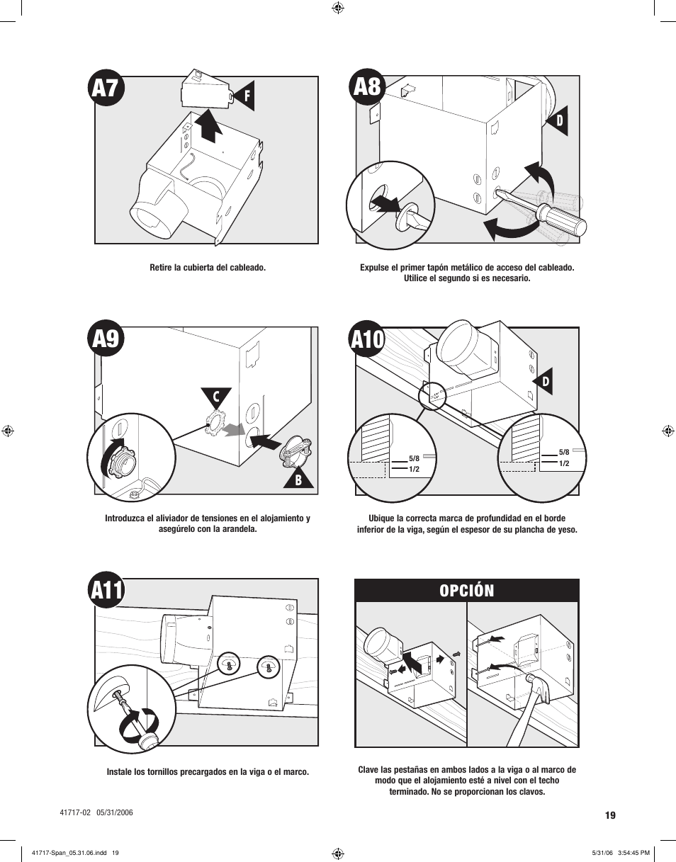 Opción | Hunter Fan SPA SELECT 90051 User Manual | Page 19 / 28