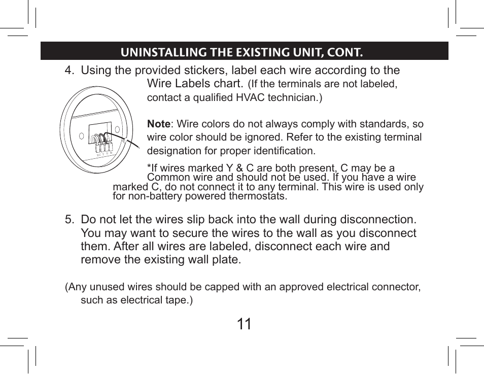 Uninstalling the existing unit, cont | Hunter Fan 44377W User Manual | Page 11 / 64