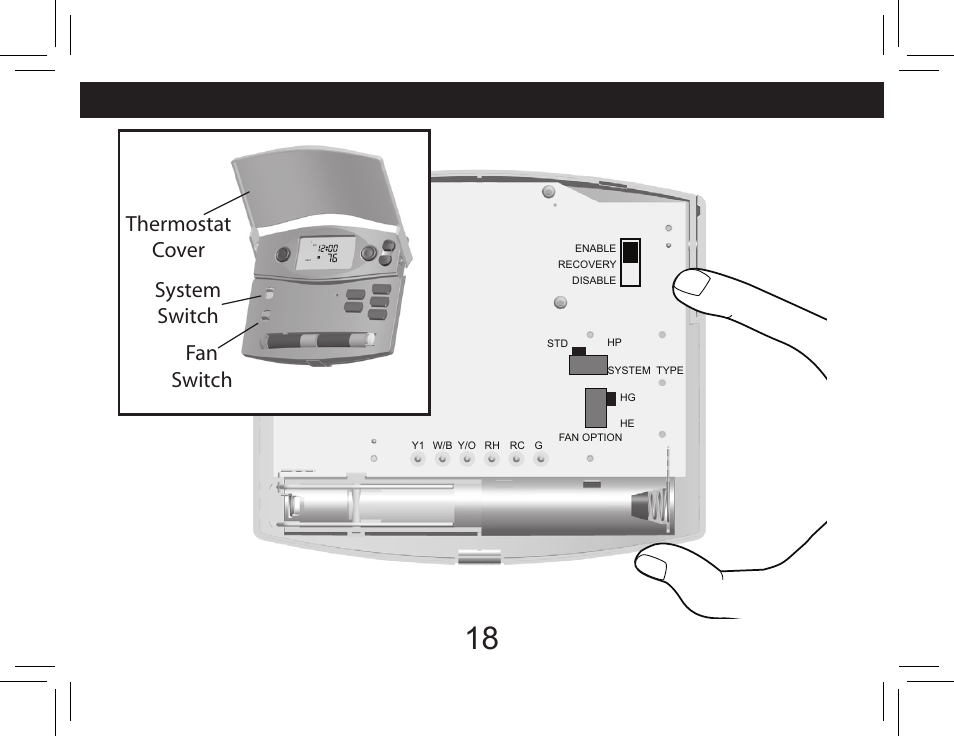 Thermostat cover system switch fan switch | Hunter Fan 44377W User Manual | Page 18 / 64