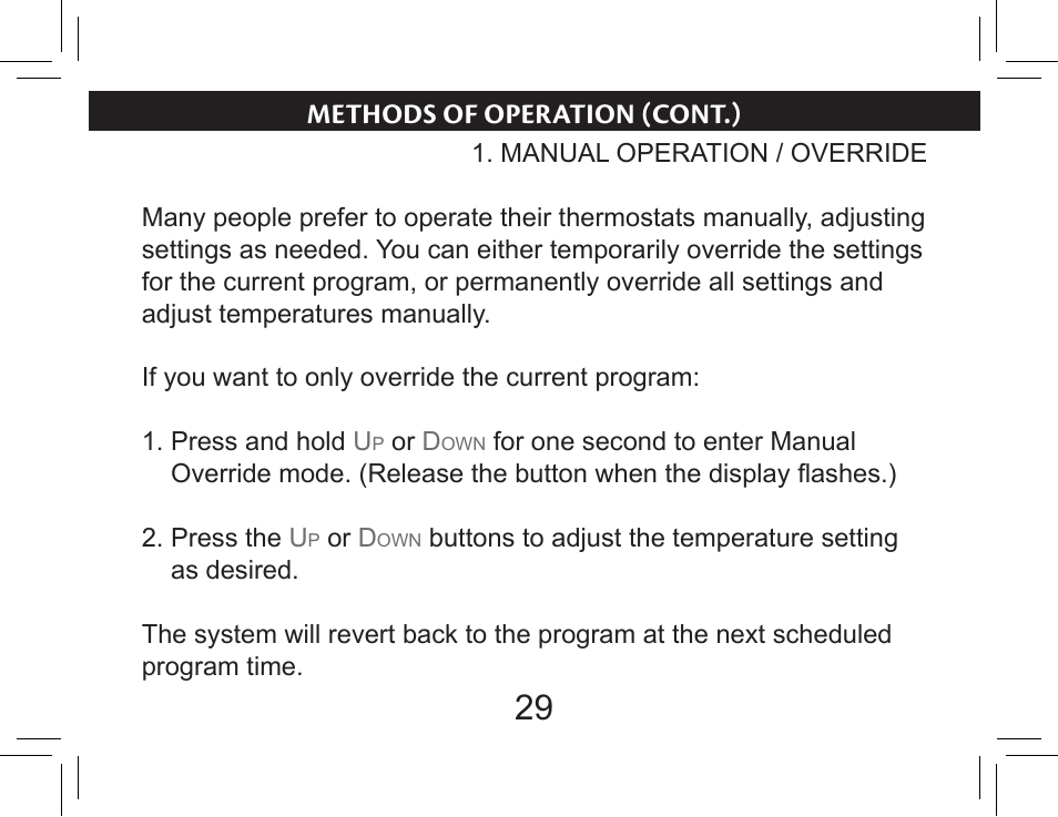 Methods of operation (cont.) | Hunter Fan 44377W User Manual | Page 29 / 64