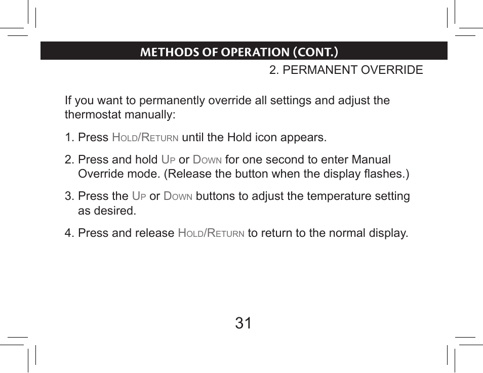 Methods of operation (cont.) | Hunter Fan 44377W User Manual | Page 31 / 64