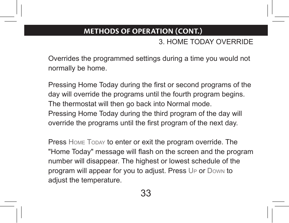 Methods of operation (cont.) | Hunter Fan 44377W User Manual | Page 33 / 64