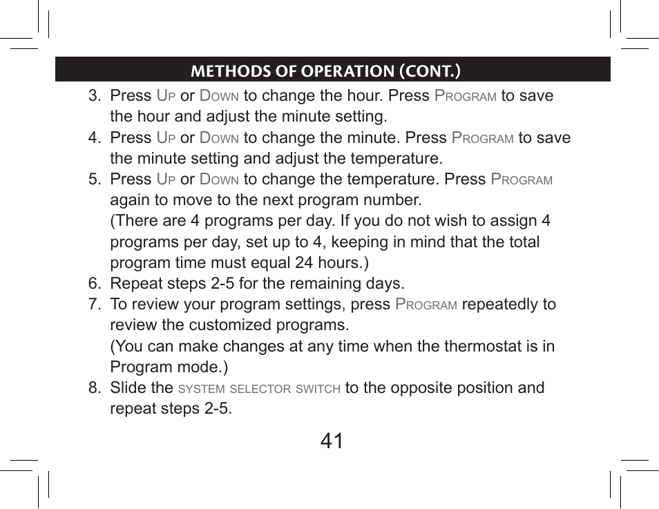 Methods of operation (cont.) | Hunter Fan 44377W User Manual | Page 41 / 64