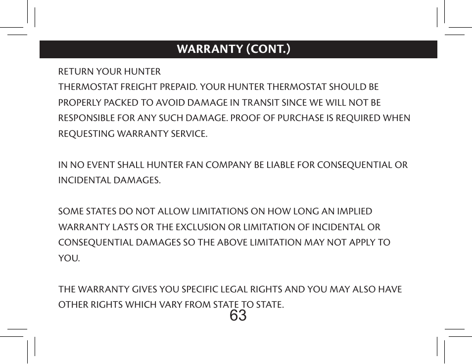 Hunter Fan 44377W User Manual | Page 63 / 64