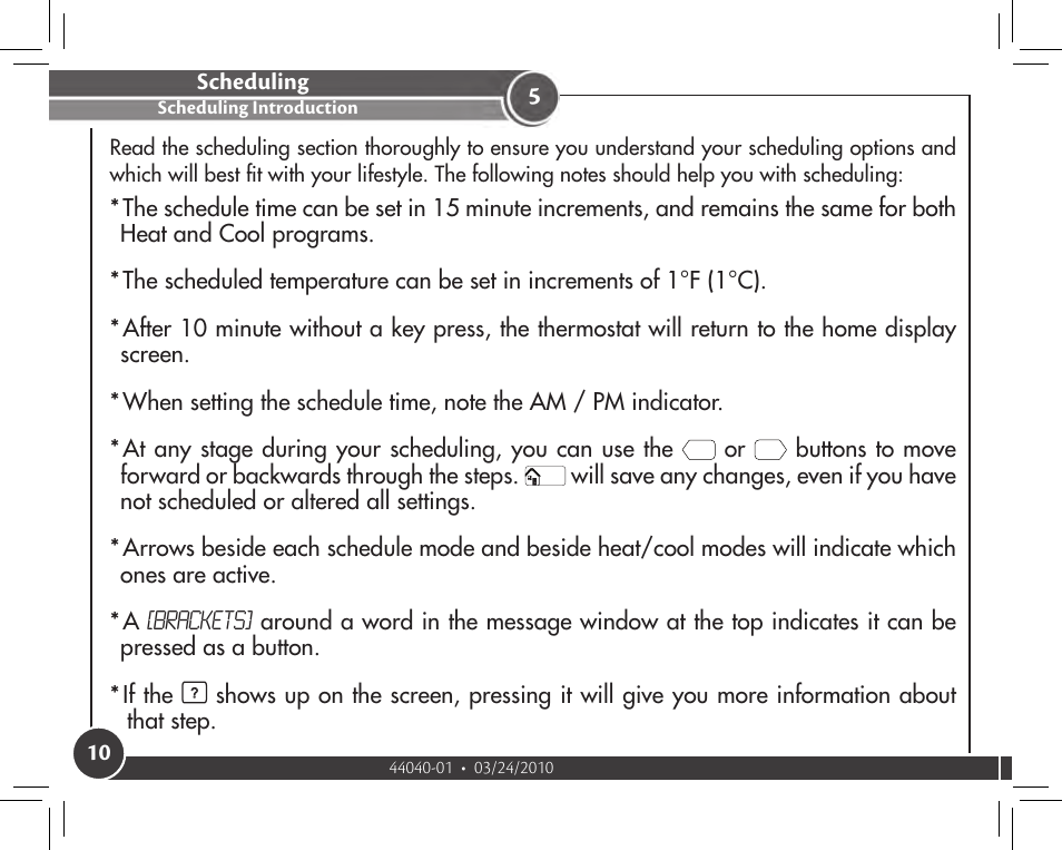 Scheduling, Scheduling introduction | Hunter Fan 44905 User Manual | Page 10 / 54
