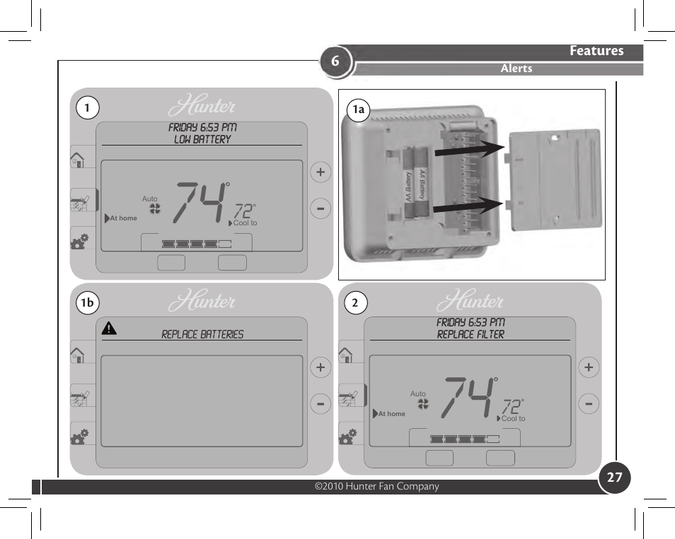 Features, Alerts | Hunter Fan 44905 User Manual | Page 27 / 54