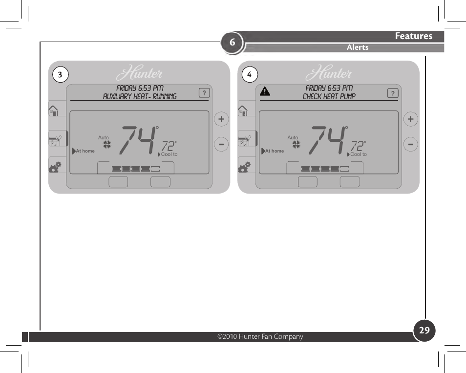 Features, Alerts | Hunter Fan 44905 User Manual | Page 29 / 54