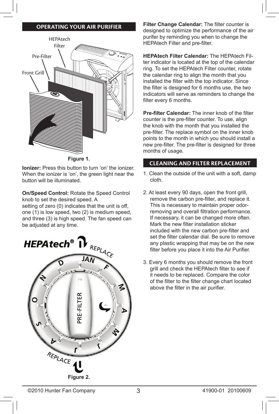 Hunter Fan HEPAtech 30240 User Manual | Page 3 / 6