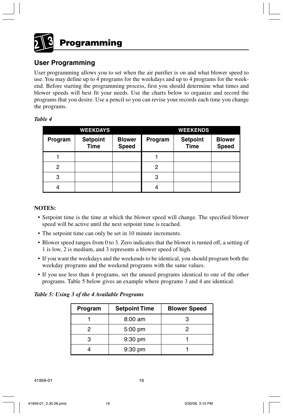 Programming | Hunter Fan 30547 User Manual | Page 16 / 26