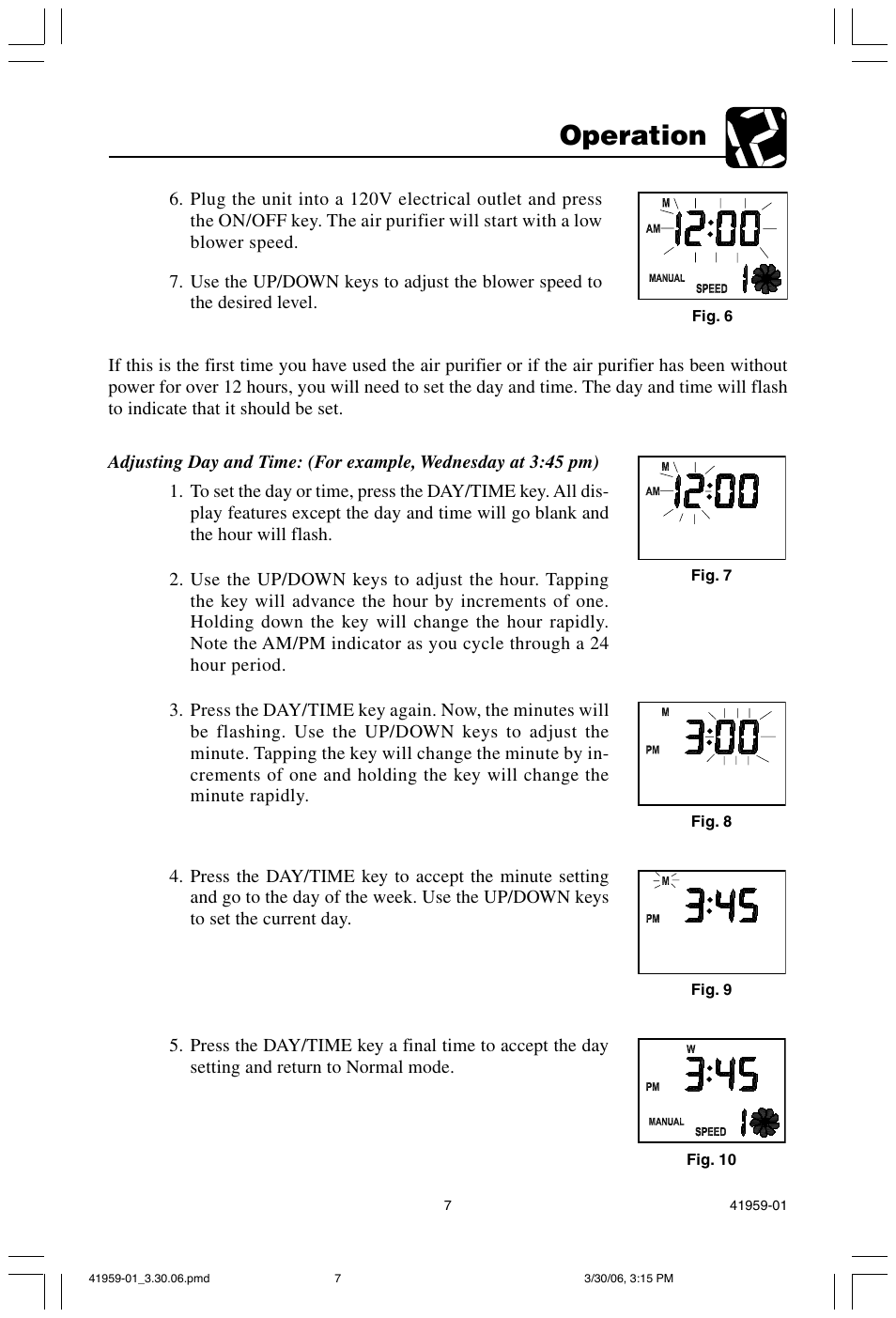 Operation | Hunter Fan 30547 User Manual | Page 7 / 26
