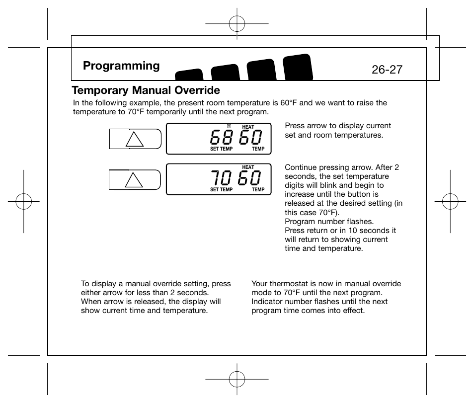 Programming, Temporary manual override | Hunter Fan 44250 User Manual | Page 26 / 34