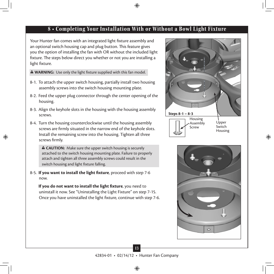 Hunter Fan 2A User Manual | Page 13 / 18