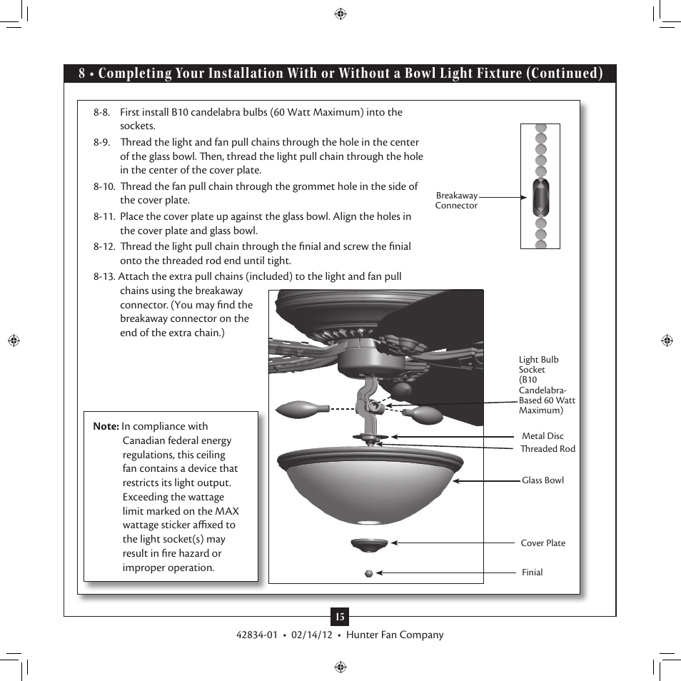 Hunter Fan 2A User Manual | Page 15 / 18