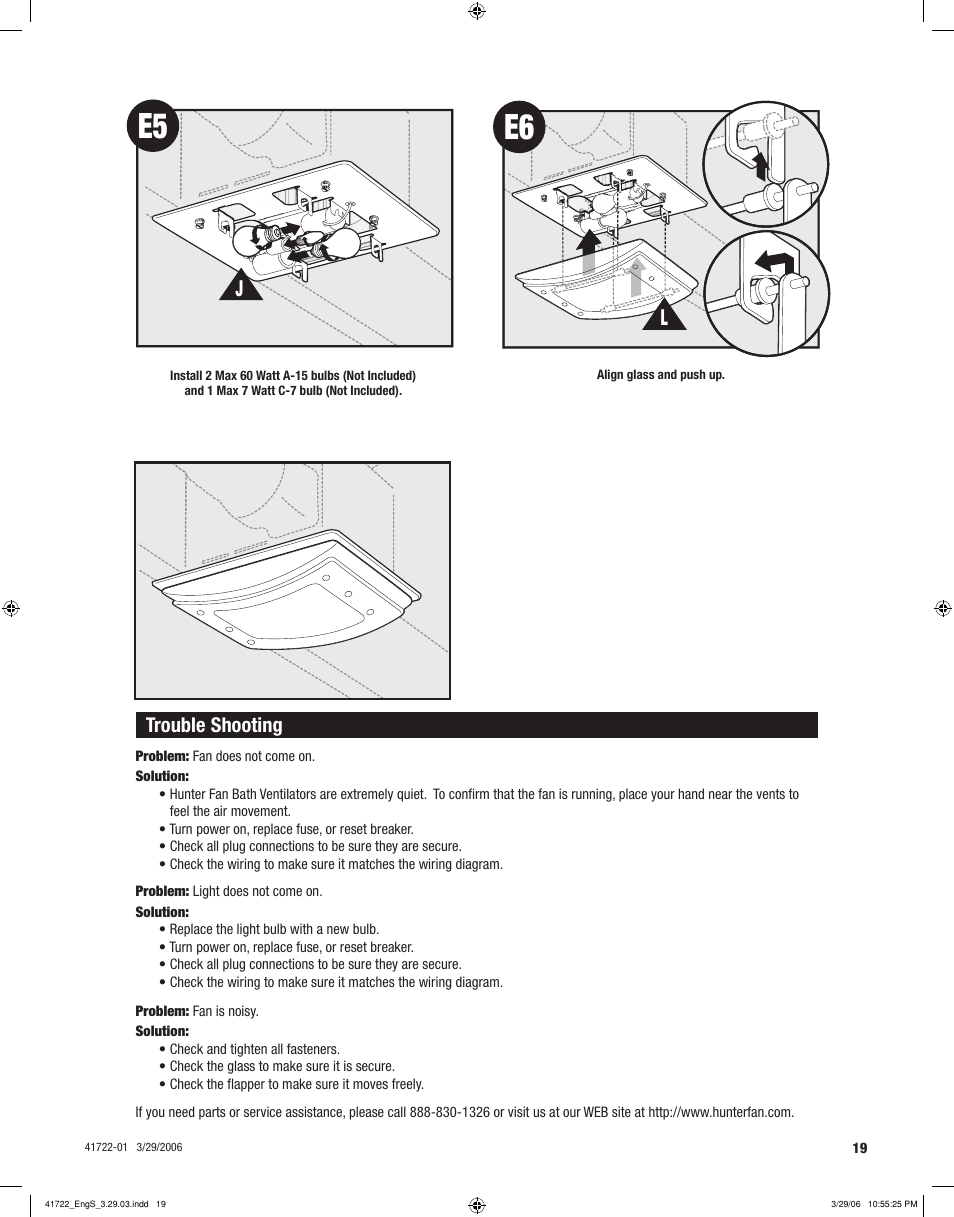 Trouble shooting | Hunter Fan ELLIPSE 90063 User Manual | Page 19 / 40