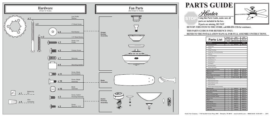 Hunter Fan 28642 User Manual | 2 pages