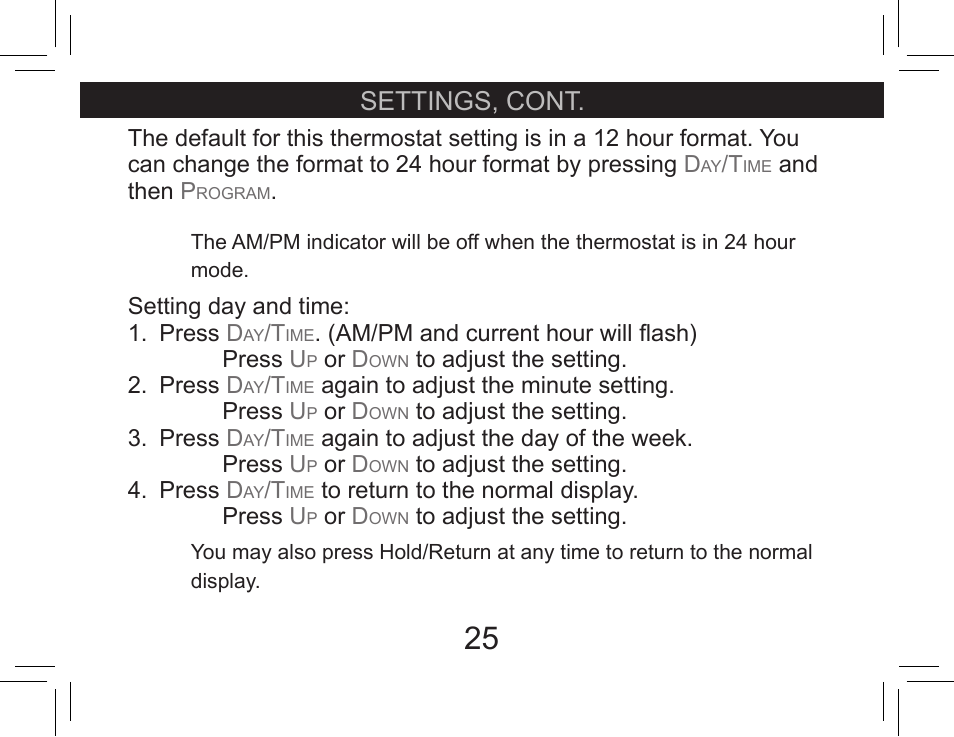 Settings, cont | Hunter Fan 44360 User Manual | Page 25 / 58