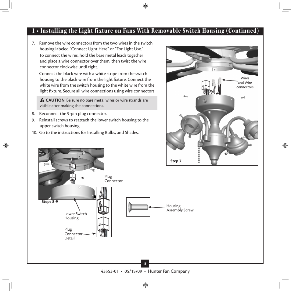 Hunter Fan 43553-01 User Manual | Page 5 / 10