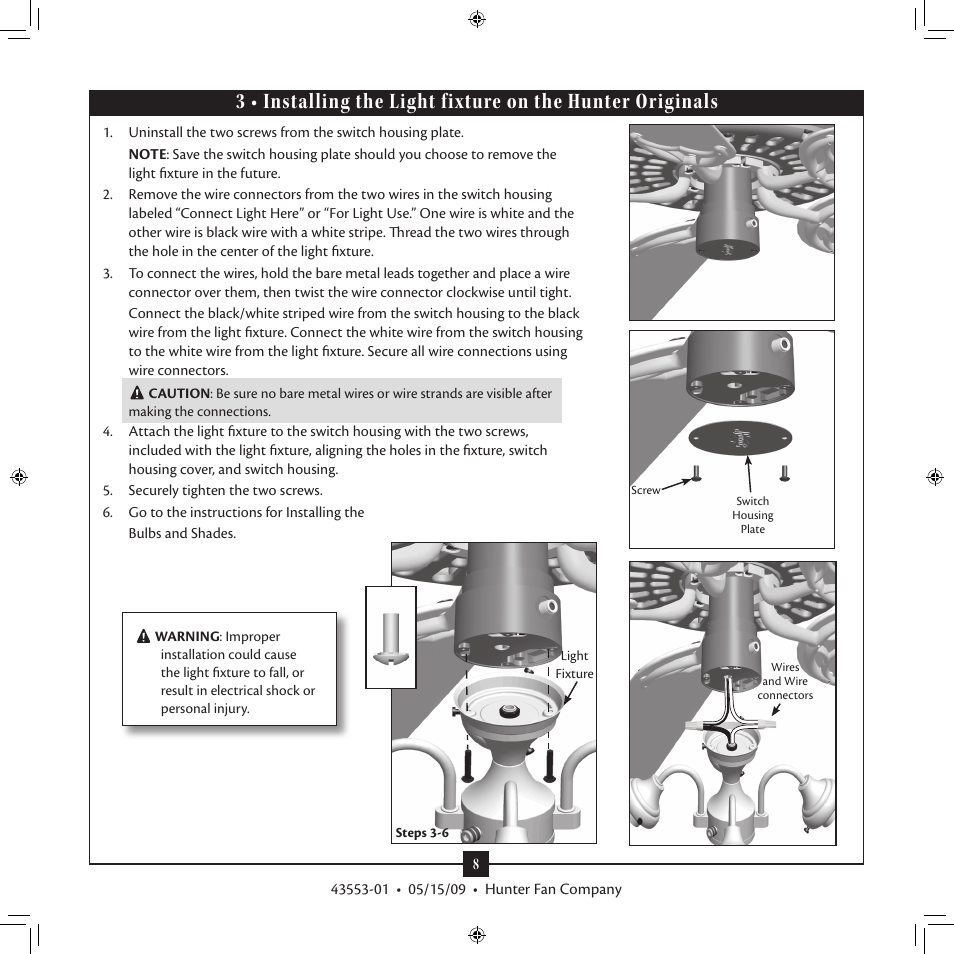 Hunter Fan 43553-01 User Manual | Page 8 / 10