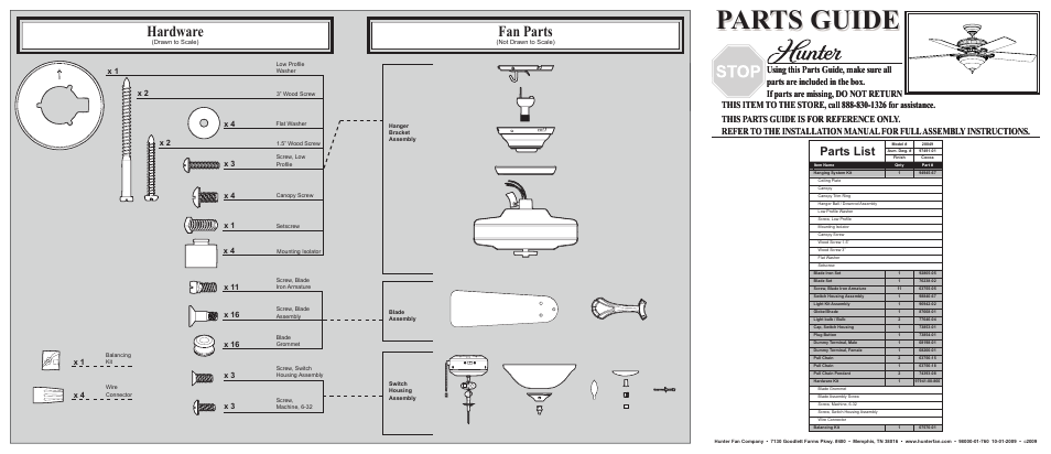 Hunter Fan 28049 User Manual | 2 pages