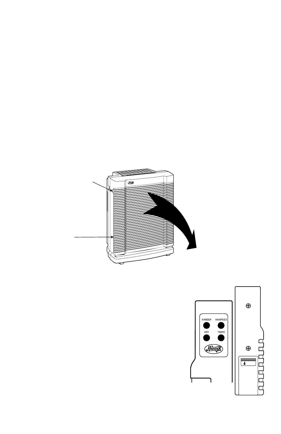 Air purifier features, Air purifier parts, Electronic key pad control | Remote control | Hunter Fan 30377 User Manual | Page 3 / 8