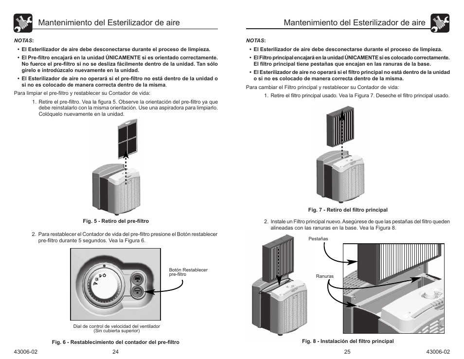 Mantenimiento del esterilizador de aire | Hunter Fan 30581 User Manual | Page 14 / 26