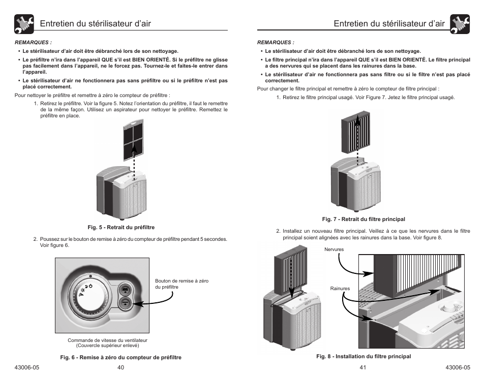 Entretien du stérilisateur d’air | Hunter Fan 30581 User Manual | Page 23 / 26