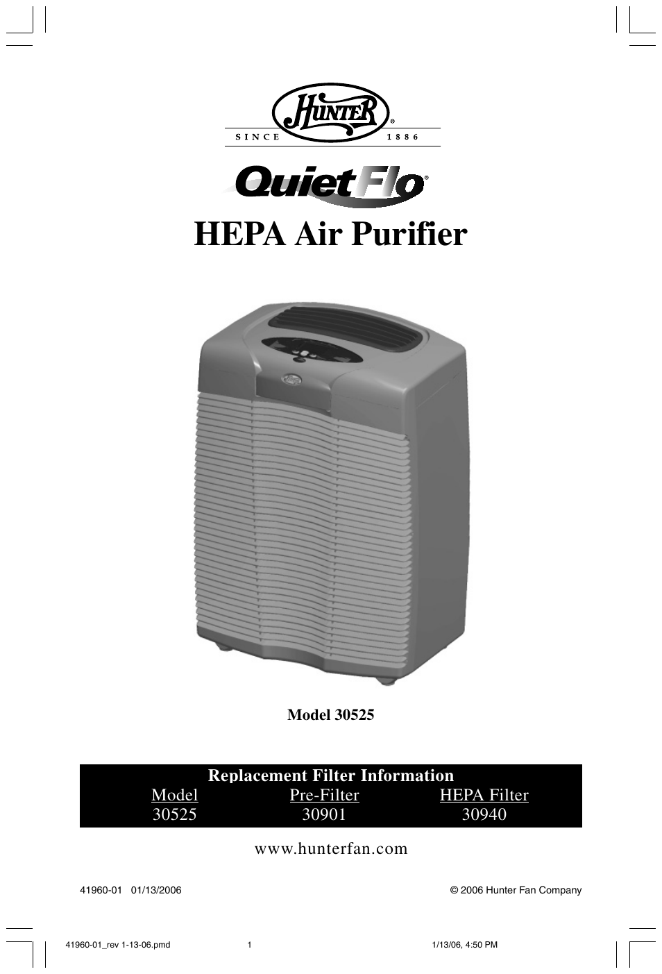 Hunter Fan 30525 User Manual | 15 pages