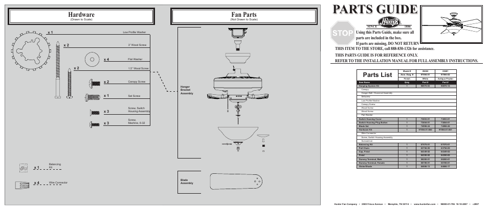 Hunter Fan 28461 User Manual | 2 pages