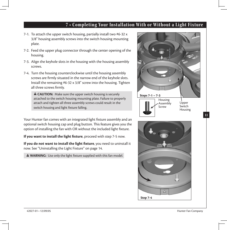 Hunter Fan hunter 42027-01 User Manual | Page 11 / 16