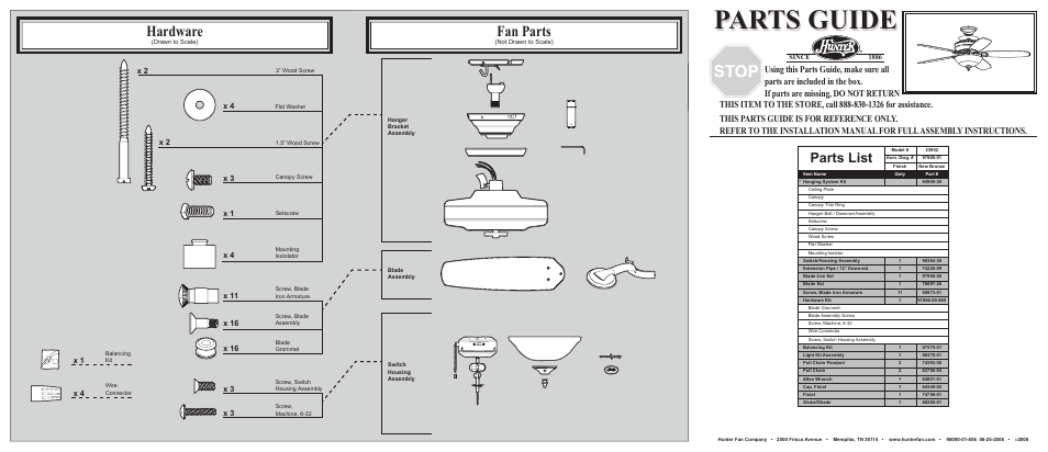 Hunter Fan 23902 User Manual | 2 pages
