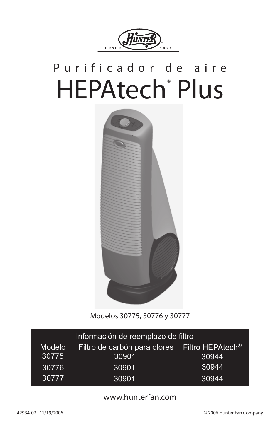 Hepatech, Plus | Hunter Fan 30777 User Manual | Page 19 / 36