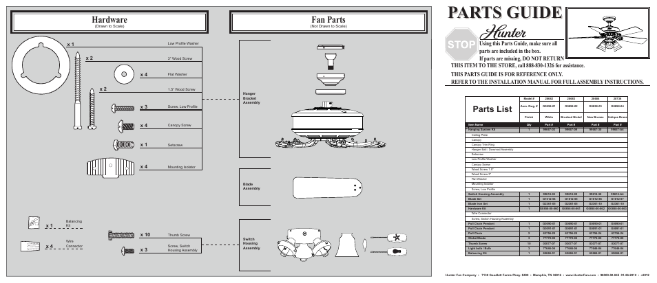 Hunter Fan 28682 User Manual | 2 pages