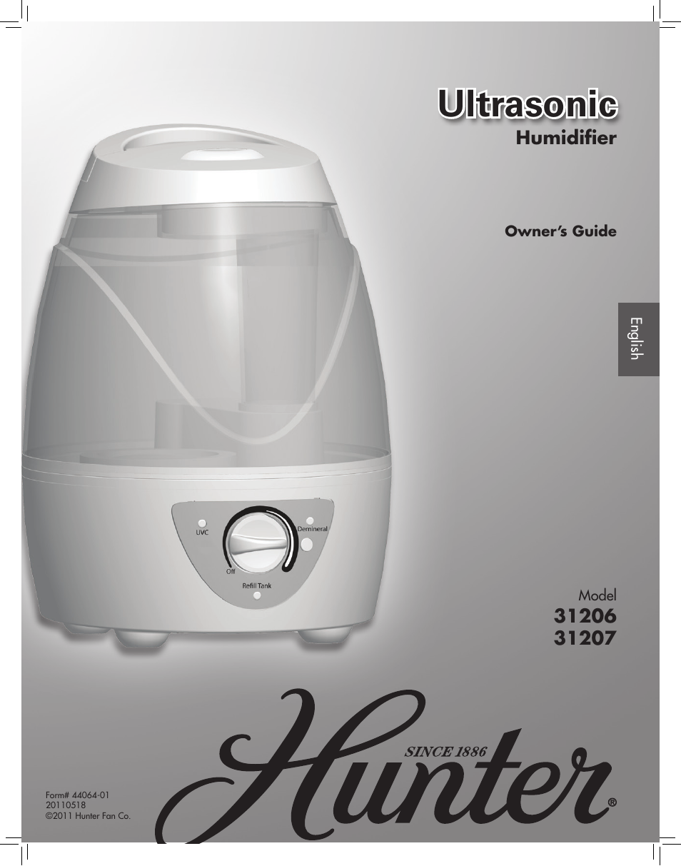 Hunter Fan ULTRASONIC 31206 User Manual | 11 pages