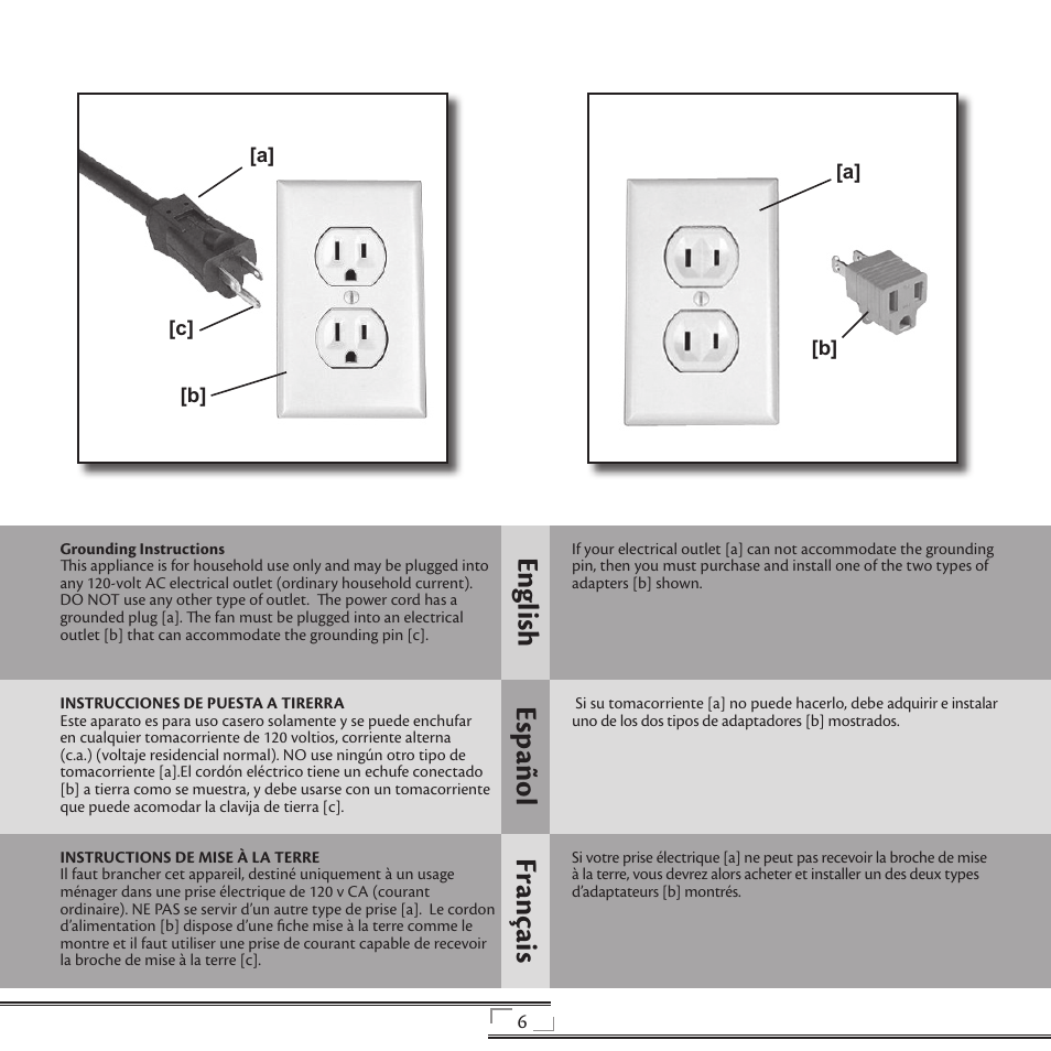 En gli sh esp año l fr anç ais | Hunter Fan 20081008 User Manual | Page 6 / 24