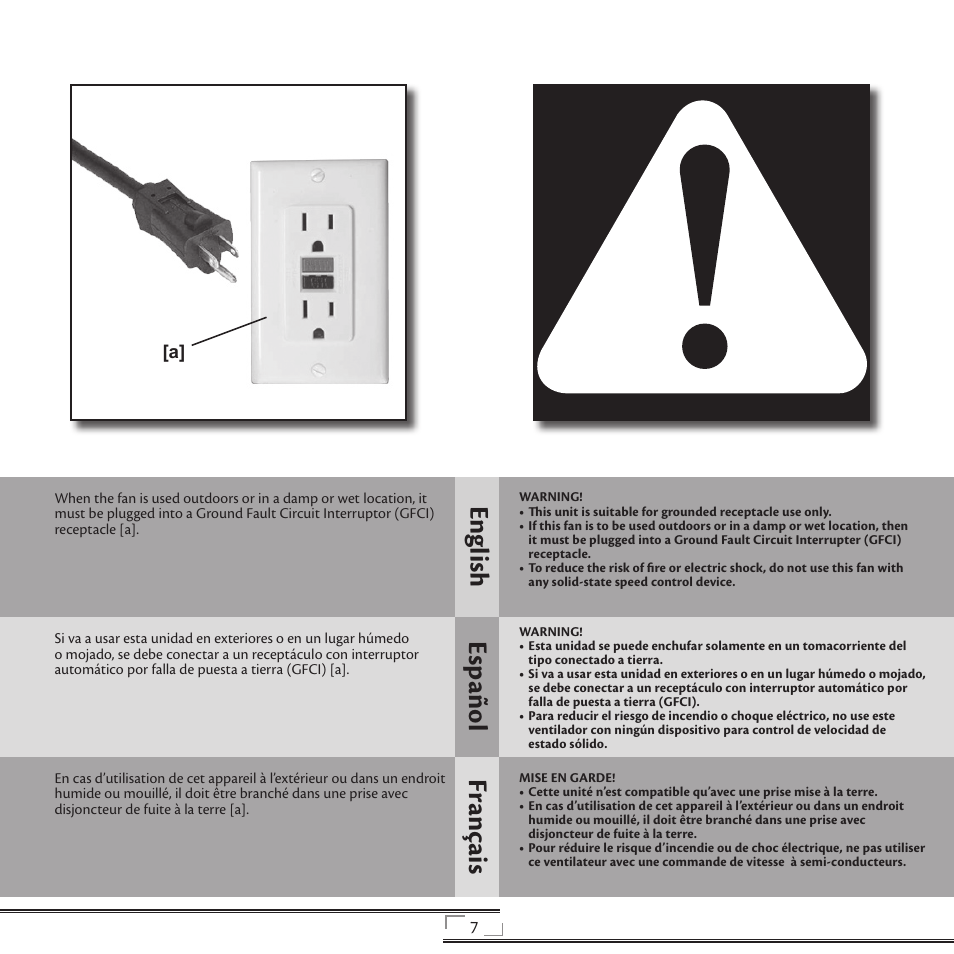 En gli sh esp año l fr anç ais | Hunter Fan 20081008 User Manual | Page 7 / 24
