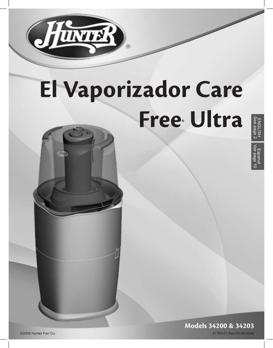 El vaporizador care free, Ultra | Hunter Fan 34203 User Manual | Page 10 / 19