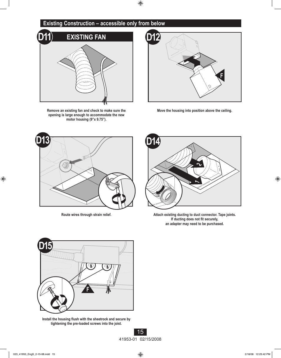 Existing fan | Hunter Fan 41953-01 User Manual | Page 15 / 40