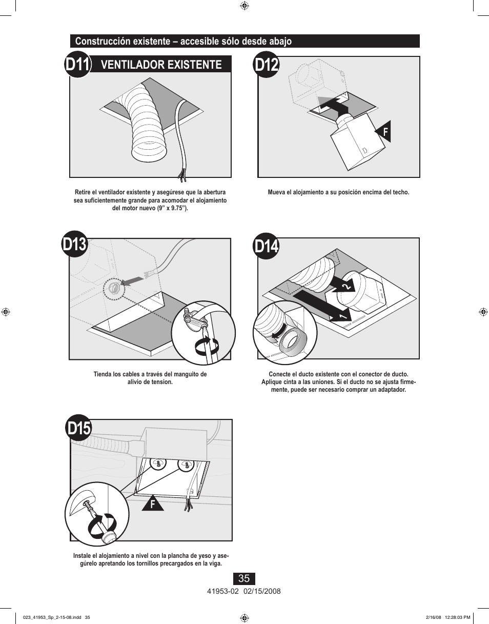 D12 d13, Ventilador existente | Hunter Fan 41953-01 User Manual | Page 35 / 40