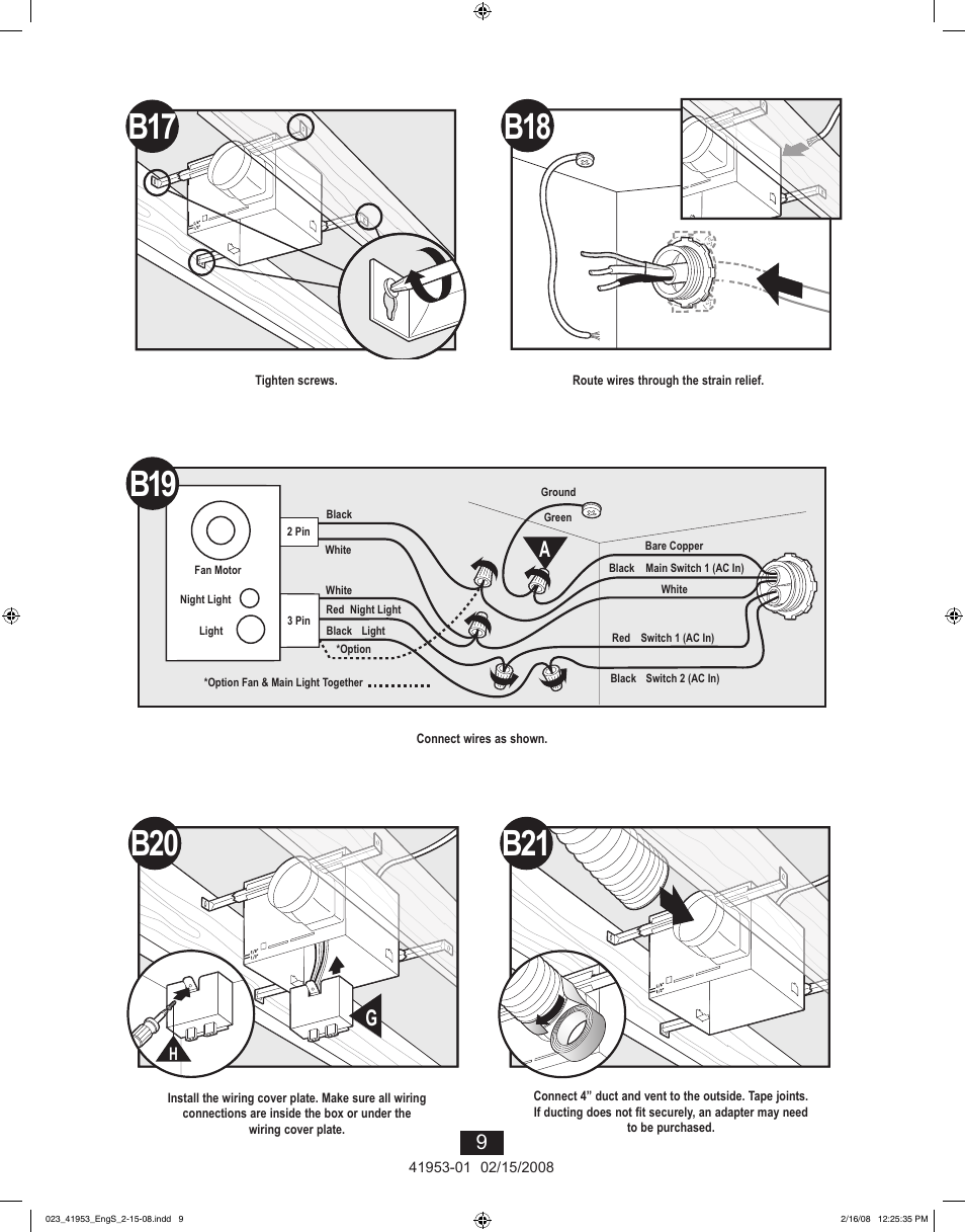 B17 b18, B19 b21 | Hunter Fan 41953-01 User Manual | Page 9 / 40