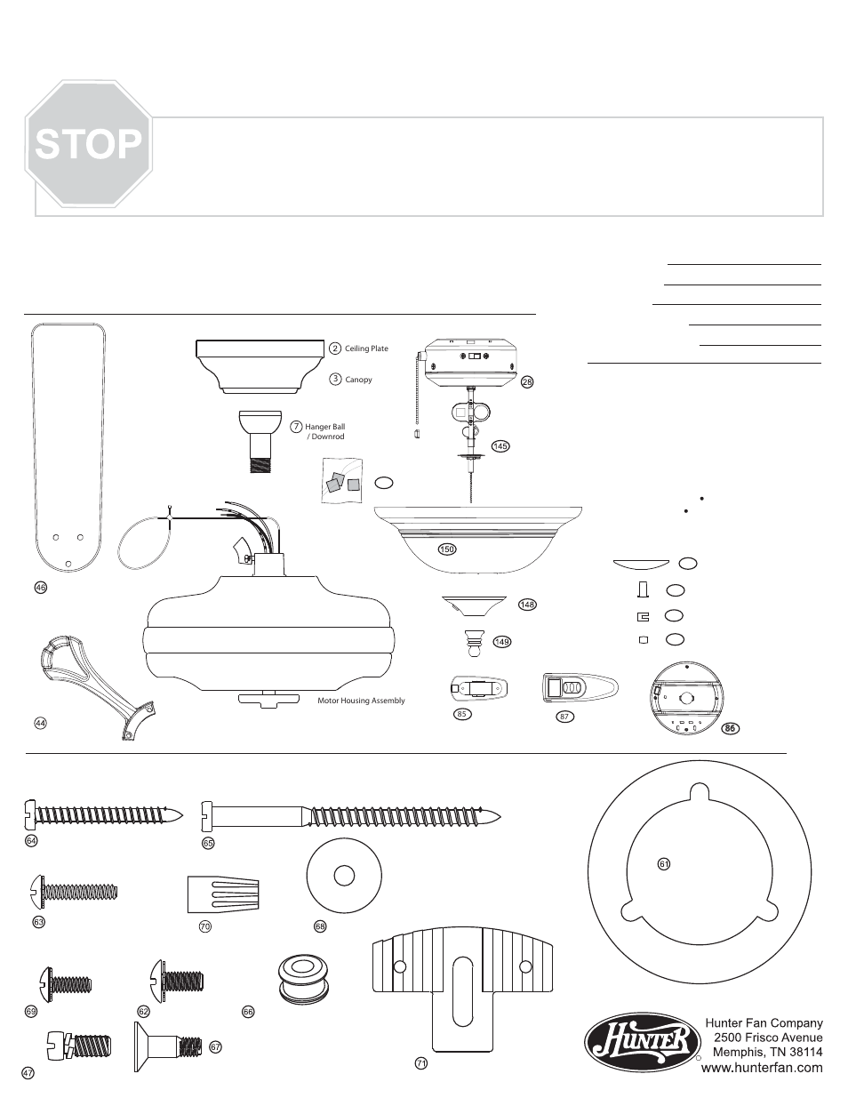 Hunter Fan 27576 User Manual | 2 pages