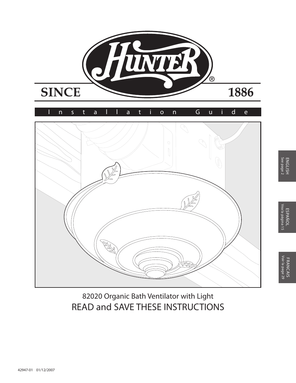 Hunter Fan 82020 User Manual | 42 pages