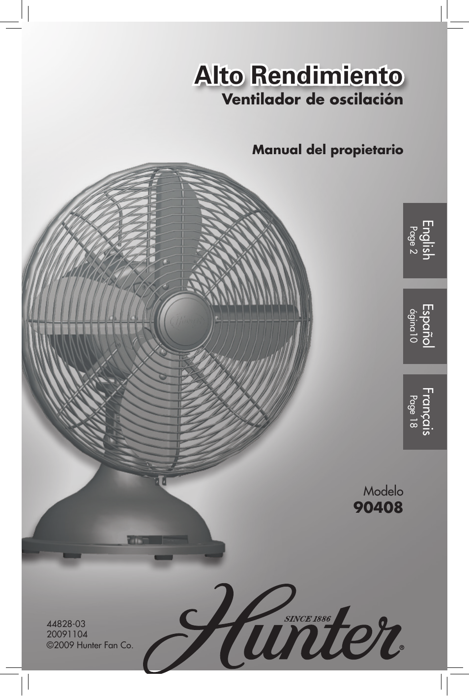 Alto rendimiento | Hunter Fan 20091104 User Manual | Page 19 / 28