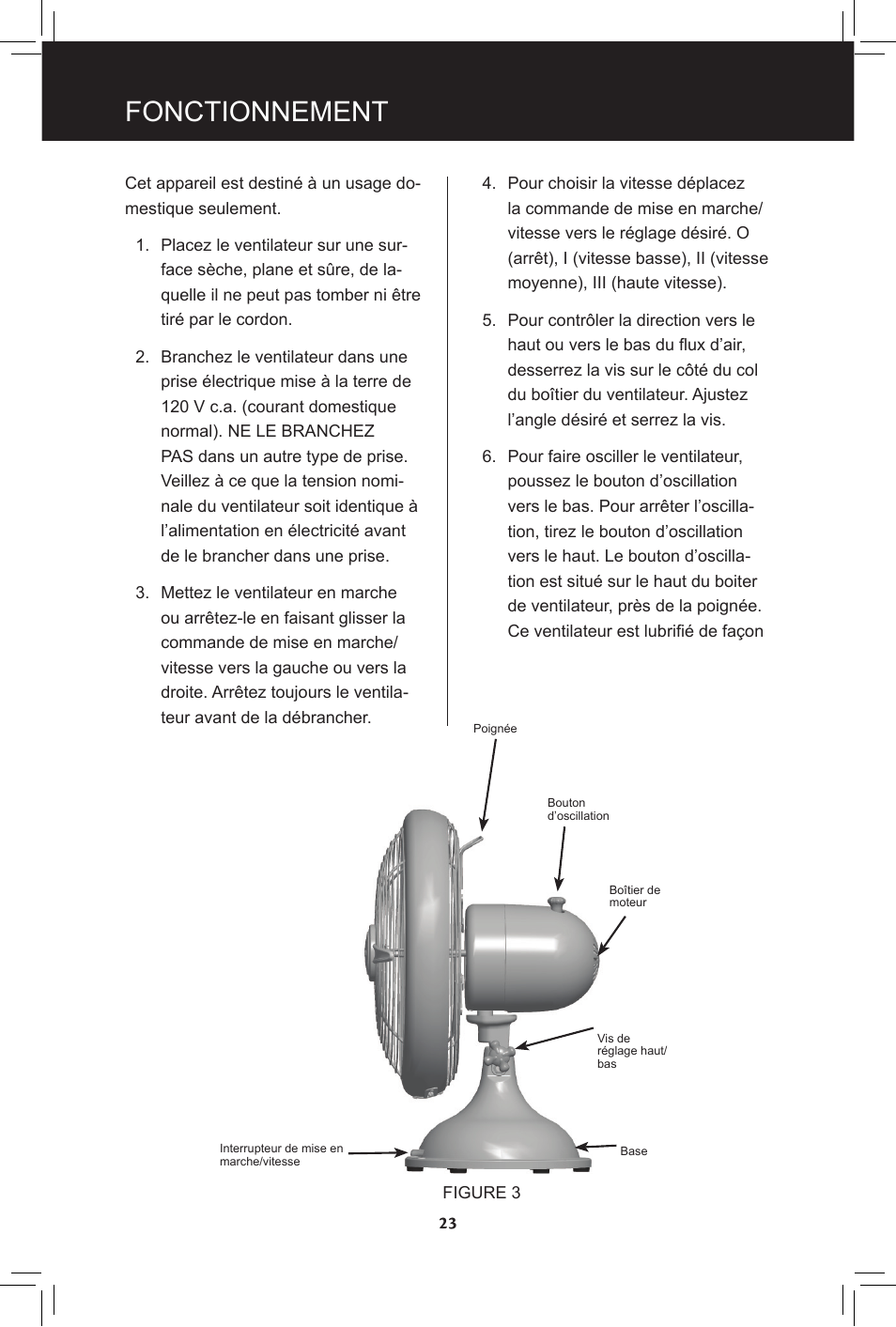 Fonctionnement | Hunter Fan 20091104 User Manual | Page 23 / 28