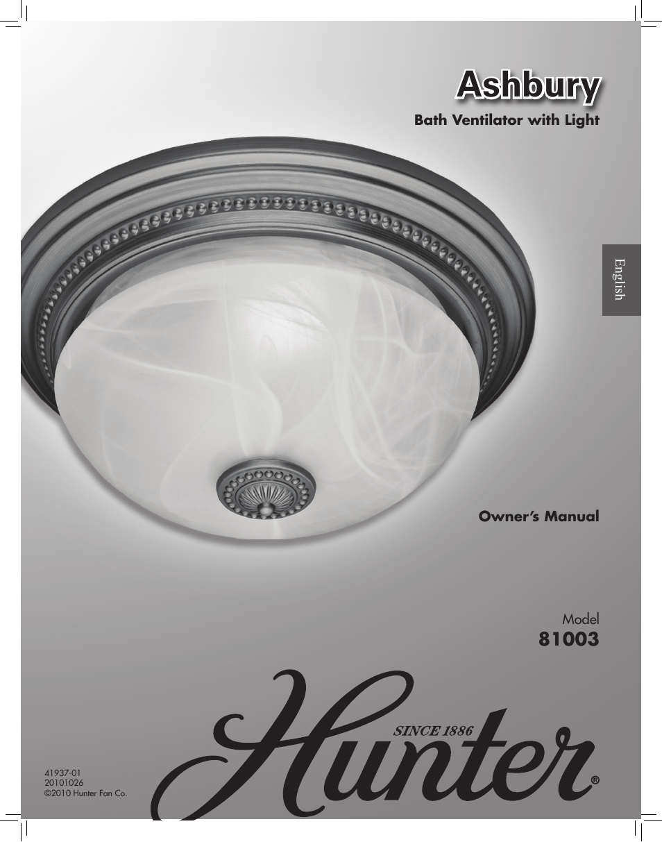 Hunter Fan ASHBURY 81003 User Manual | 14 pages
