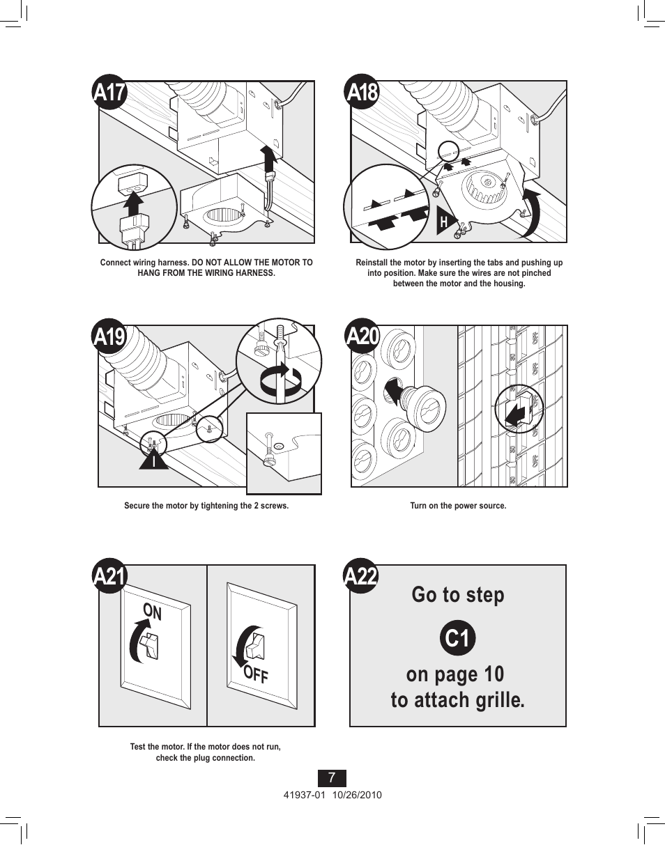 A22 c1, Go to step on page 10 to attach grille | Hunter Fan ASHBURY 81003 User Manual | Page 7 / 14