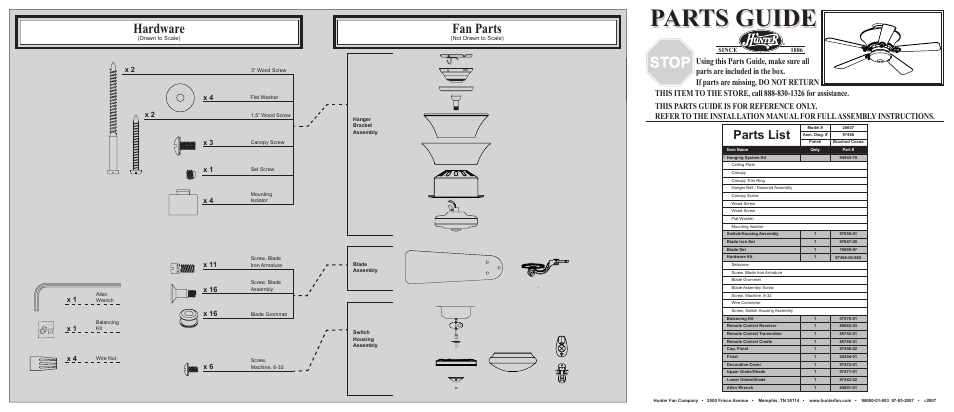 Hunter Fan 28607 User Manual | 2 pages