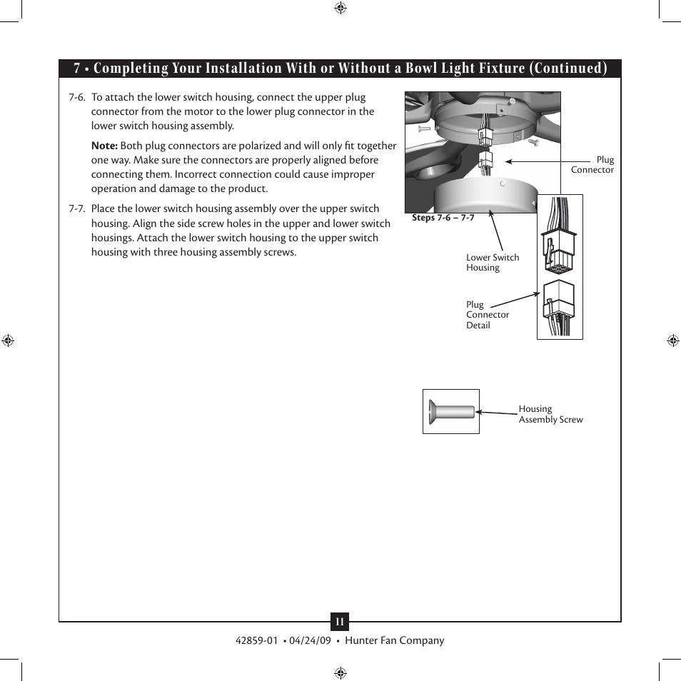 Hunter Fan Type A Models User Manual | Page 11 / 15