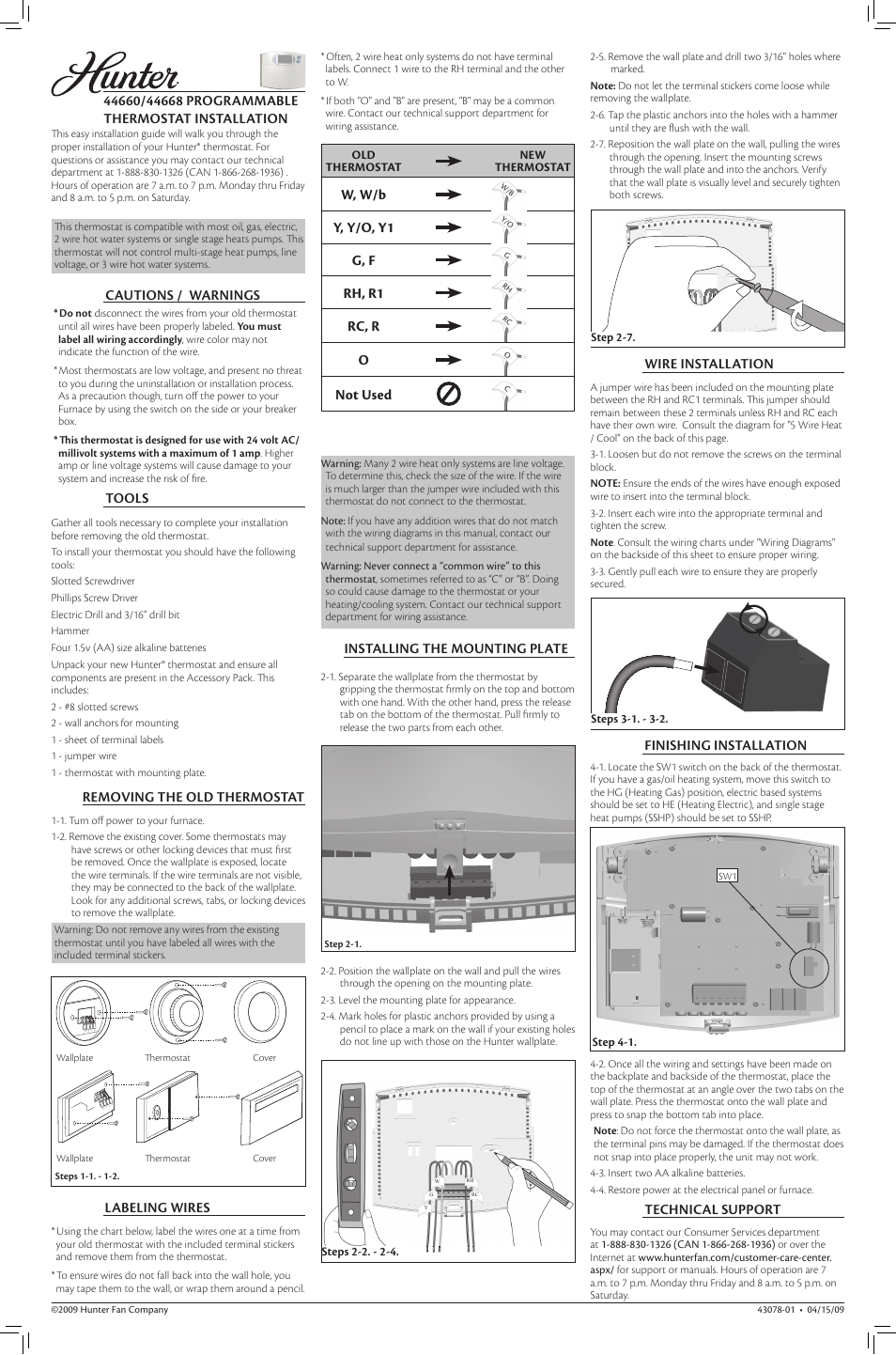 Hunter Fan 44660 User Manual | 2 pages