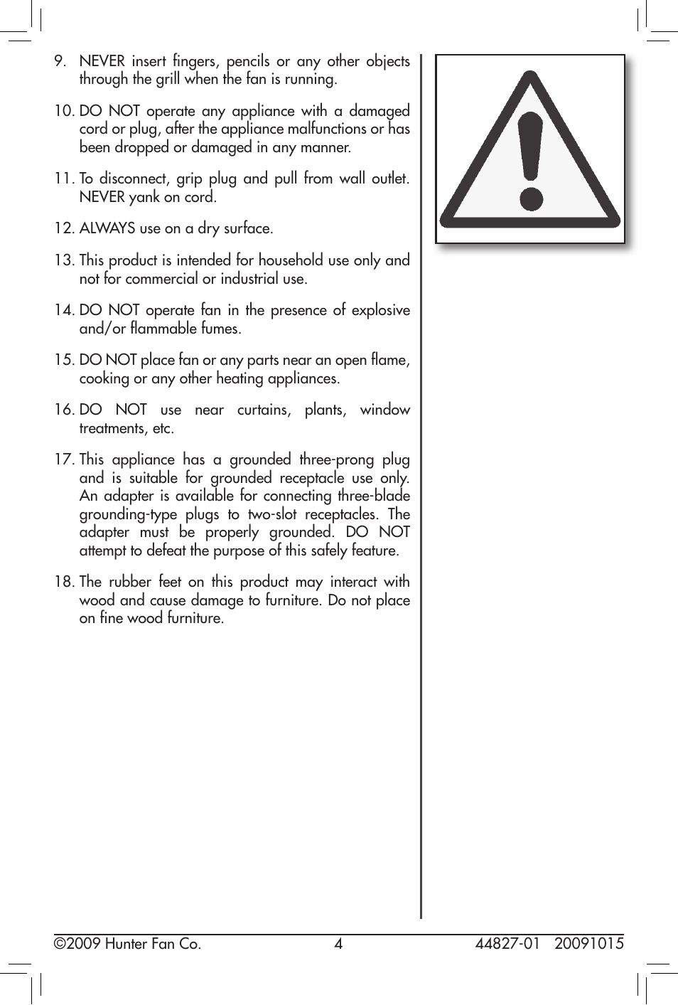 Hunter Fan 20091015 User Manual | Page 4 / 14