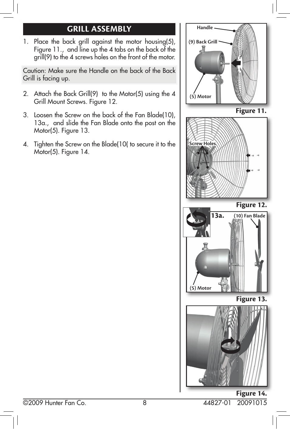 Grill assembly | Hunter Fan 20091015 User Manual | Page 8 / 14